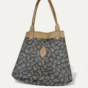 YVES SAINT LAURENT YSL Vintage Giraffe
Print Canvas Tote Shoulder Bag